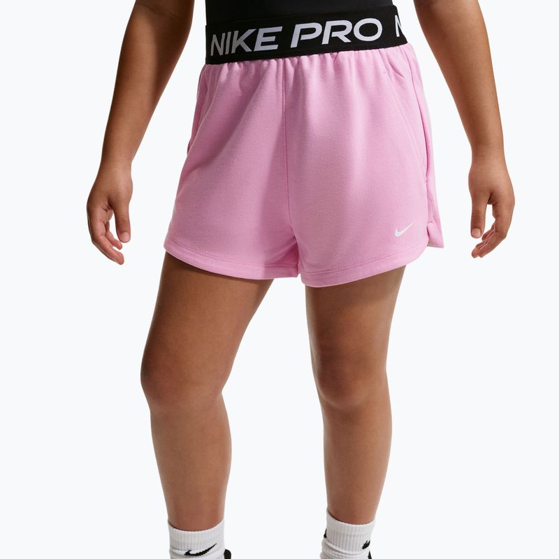 Pantaloni scurți pentru copii Nike Pro Fleece pink rise/pink rise/black/white 5