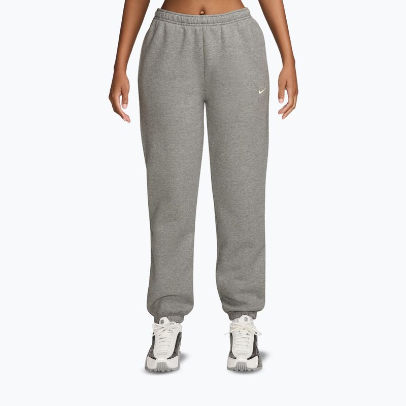 Pantaloni pentru femei Nike Studio Fleece dark grey heather/sail