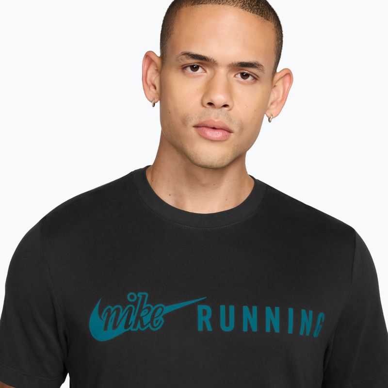 Tricou de alergare pentru bărbați Nike Dri-Fit Running T-Shirt black/bright spruce 3