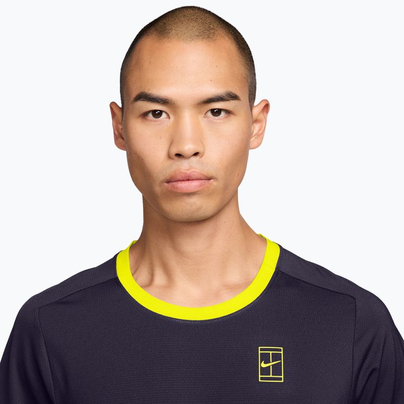Tricou de tenis pentru bărbați Nike Court Advantage purple dynasty/lemon venom/lemon venom 3