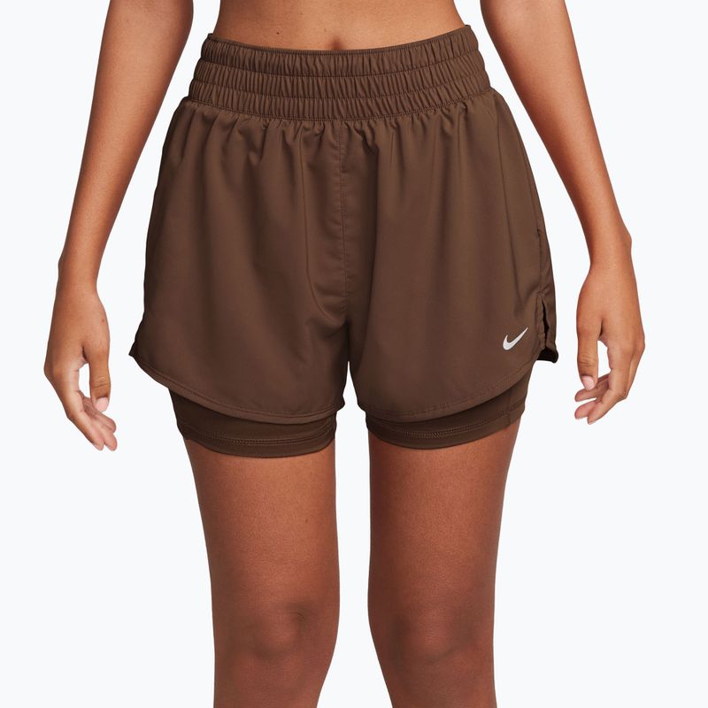 Pantaloni scurți pentru femei Nike One Dri-Fit High-Waisted 3" 2In1 cacao wow/white