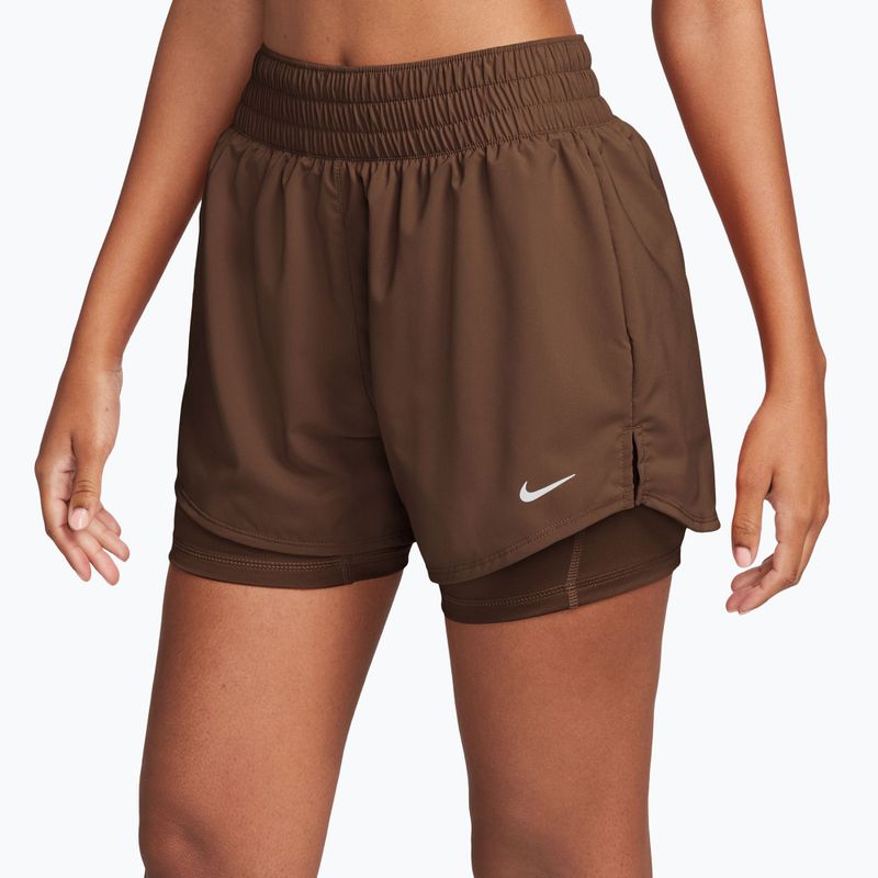 Pantaloni scurți pentru femei Nike One Dri-Fit High-Waisted 3" 2In1 cacao wow/white 3