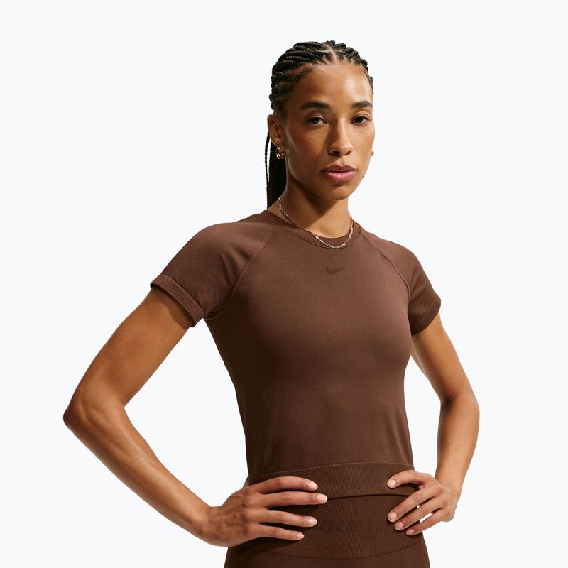 Tricou de antrenament pentru femei Nike Pro Seamless Dri-Fit SS cacao wow 4