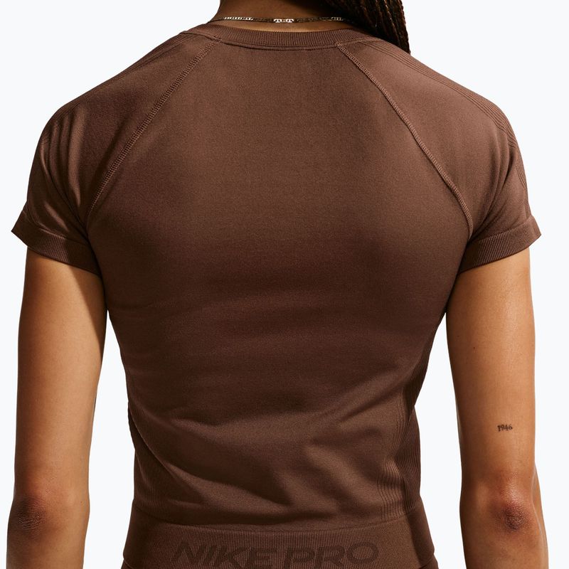 Tricou de antrenament pentru femei Nike Pro Seamless Dri-Fit SS cacao wow 5