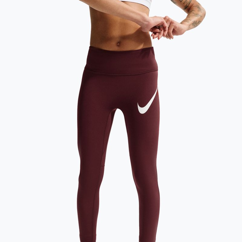 Colanți de alergare pentru femei Nike Tempo Swoosh Run High-Waisted 7/8 mystic dates/white 5
