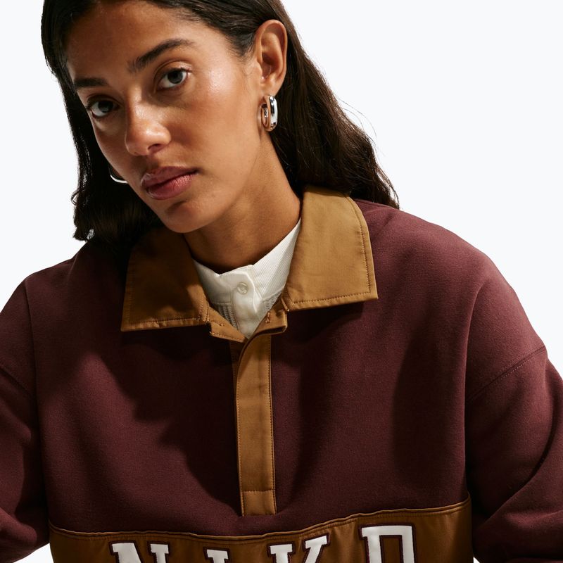 Bluză pentru femei Nike Studio Fleece Medium Weight mystic dates/light british tan/sail 5