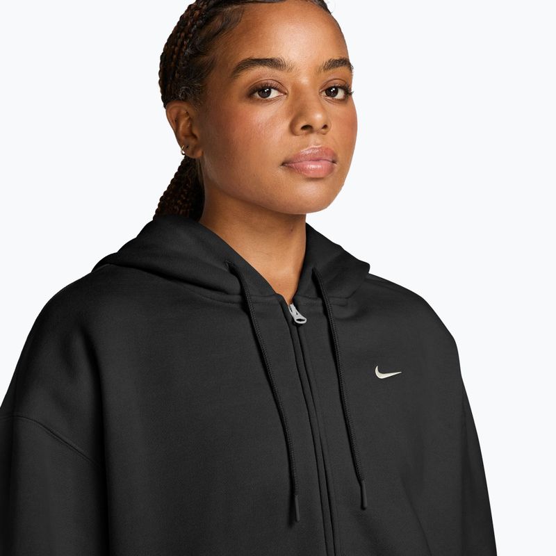 Bluză pentru femei Nike Studio Fleece Medium Weight Oversized Full Zip total black/sail 3