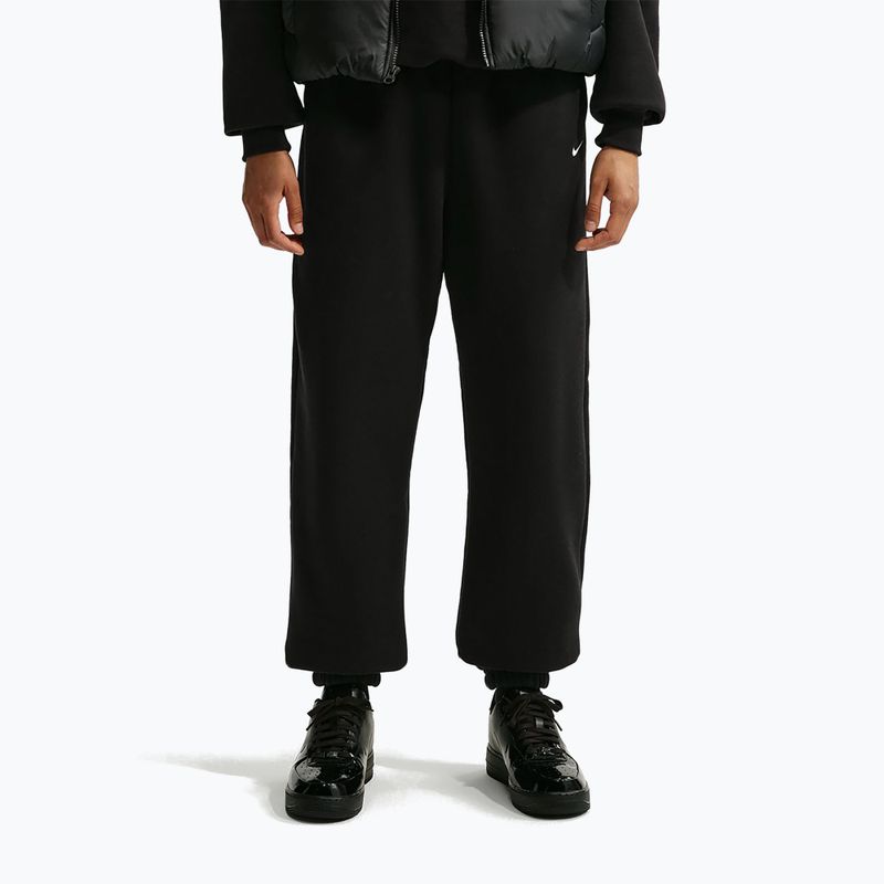 Pantaloni pentru femei Nike Studio Fleece Medium Weight total black/sail