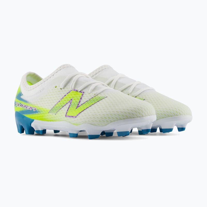 Încălțăminte de fotbal pentru copii New Balance Furon Team V9 FG white/alkaline green 4