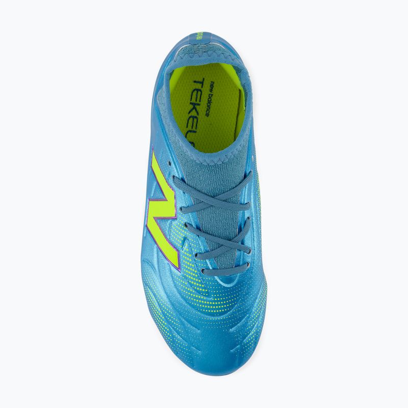 Încălțăminte de fotbal pentru copii New Balance Tekela Team V5 FG metallic blue/alkaline green 5