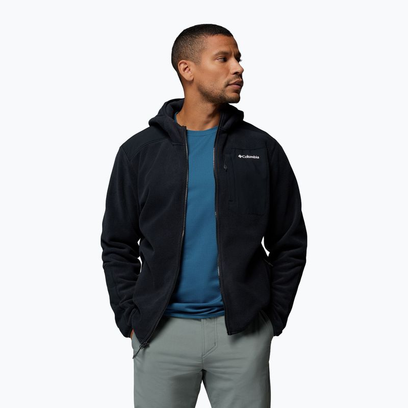 Bluză fleece pentru bărbați Columbia Pacific Arch 200 Hooded FZ Fleece Black 5