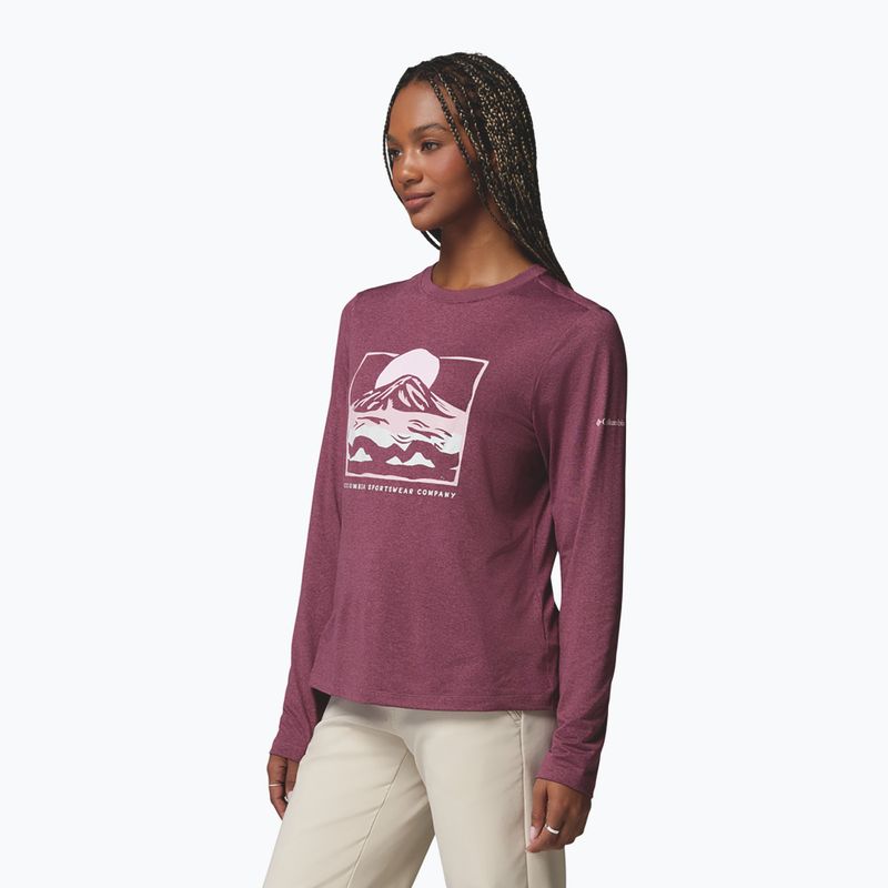 Longsleeve pentru femei Columbia Parsons Point LS Graphic Tee antique mauve heather/all terrain 4