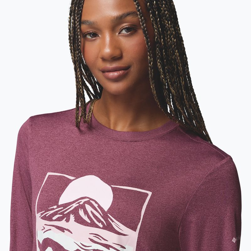 Longsleeve pentru femei Columbia Parsons Point LS Graphic Tee antique mauve heather/all terrain 5