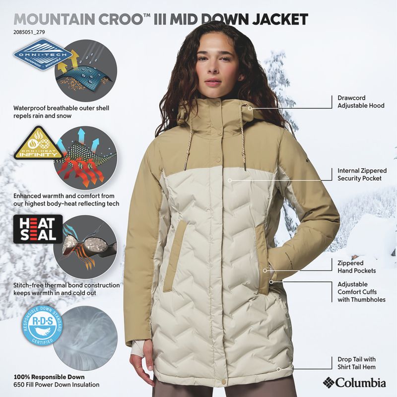 Geacă cu puf pentru femei Columbia Mountain Croo III Mid Down dark stone/beach 11