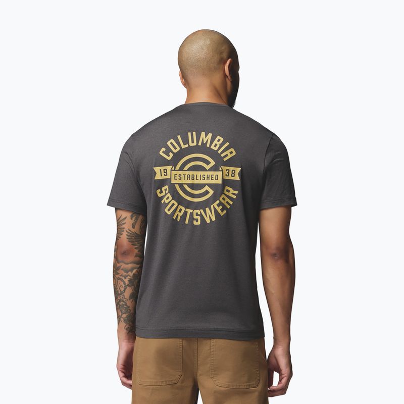 Tricou pentru bărbați Columbia Parsons Point SS Back Graphic Tee black heather blocky banner button 3