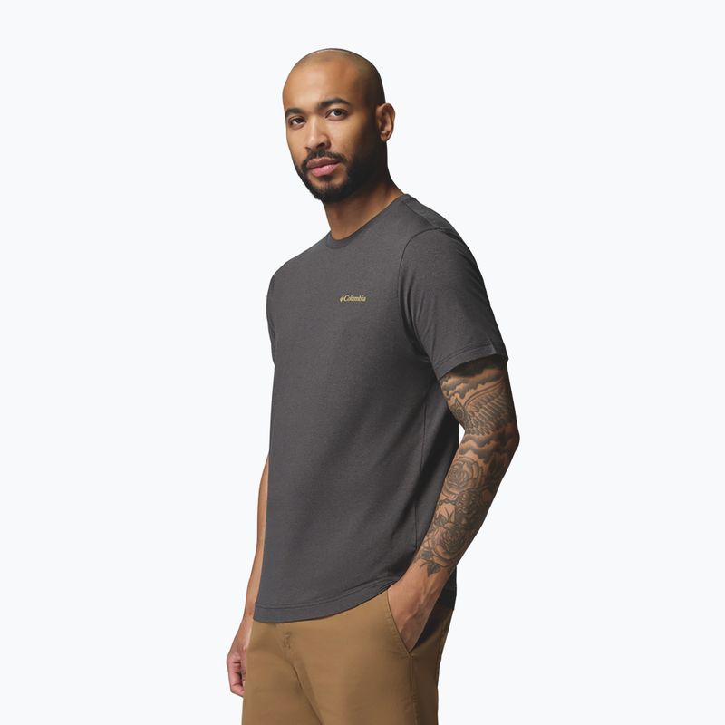 Tricou pentru bărbați Columbia Parsons Point SS Back Graphic Tee black heather blocky banner button 4