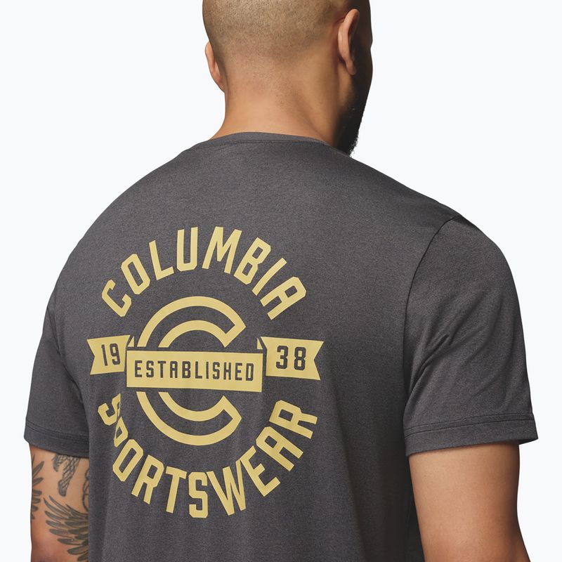 Tricou pentru bărbați Columbia Parsons Point SS Back Graphic Tee black heather blocky banner button 6