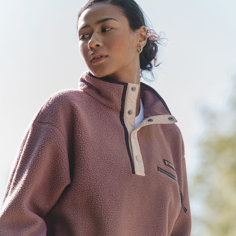 Bluză fleece pentru femei Columbia Helvetia II Cropped Half Snap Fleece antique mauve/mineral pink 9