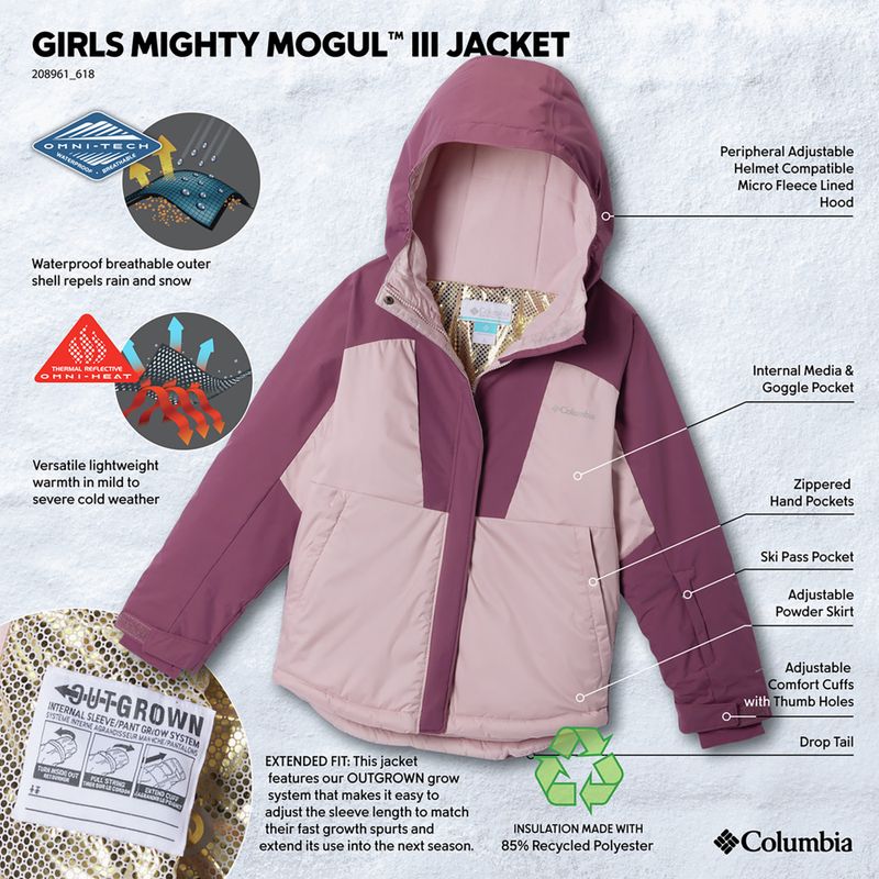 Geacă de schi pentru copii Columbia Mighty Mogul III mineral pink/antique mauve 4