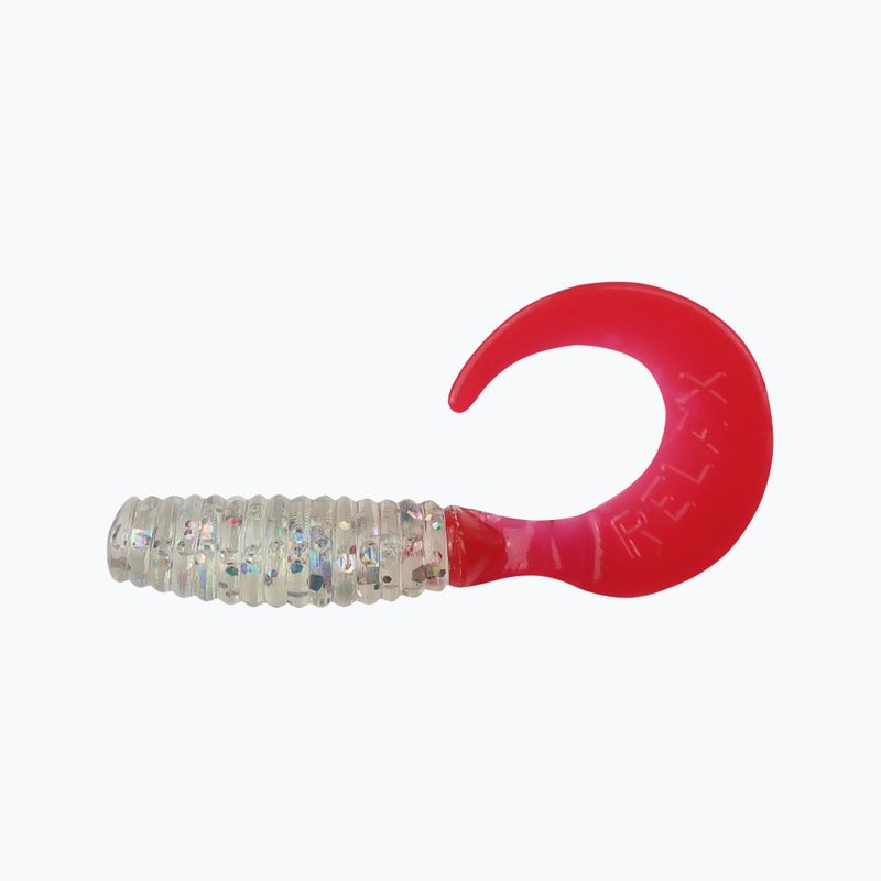 Momeală de cauciuc Relax Twister VR1 Standard 8 buc. Strălucire transparentă cu holograme / roșu VR1-TS