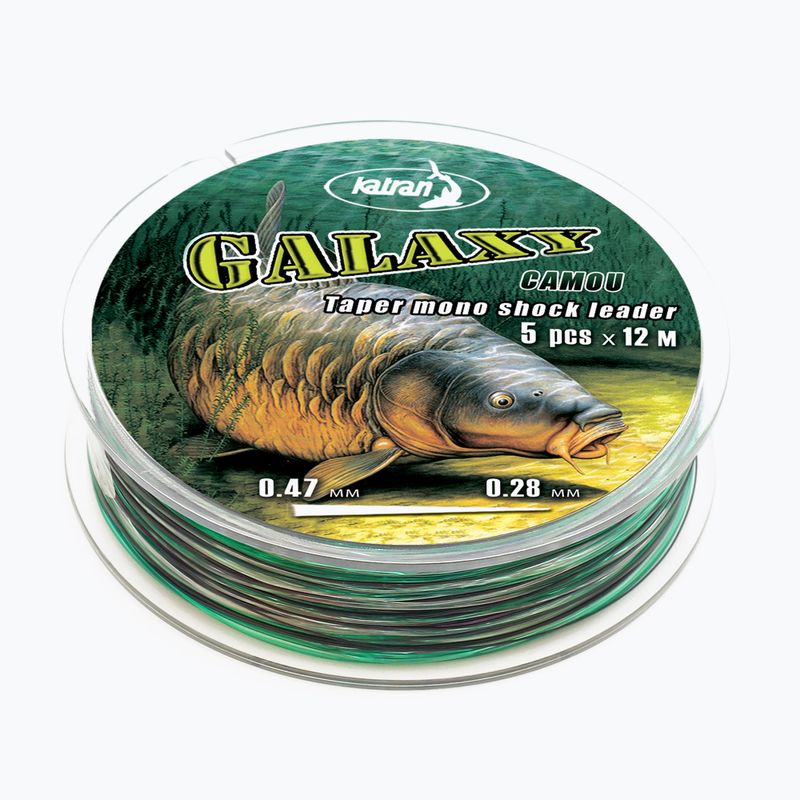 Împușcat lider monofilament Katran Galaxy Taper Taper Mono Shock Leader Camo verde