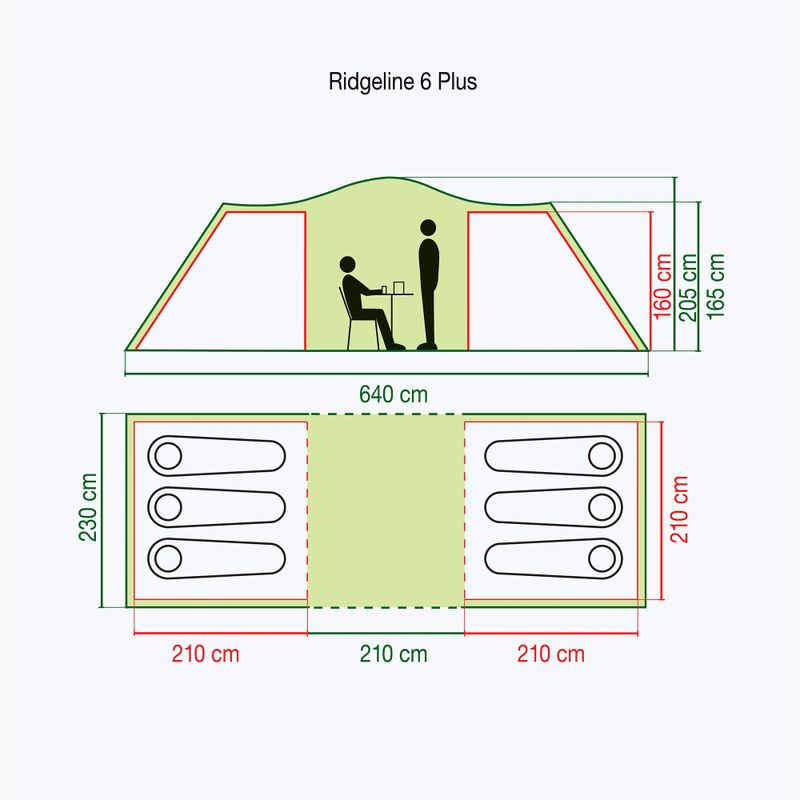 Coleman Ridgeline 6 Plus verde 2000038891 cort de camping pentru 6 persoane 2