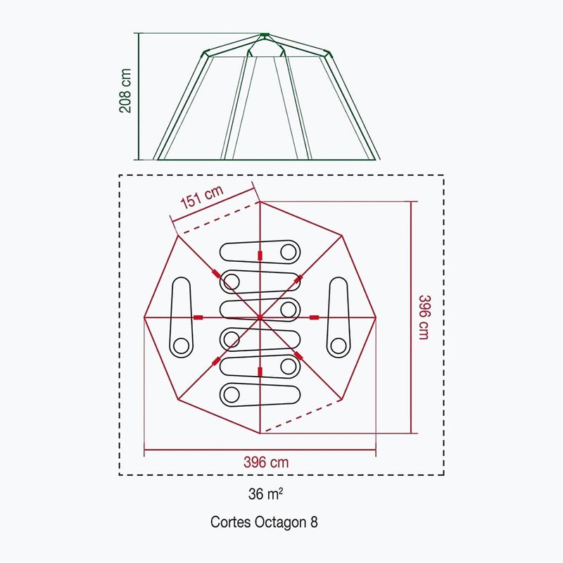 Cort de camping pentru 8 persoane Coleman Cortes Octagon 8 gri 2000019550 2