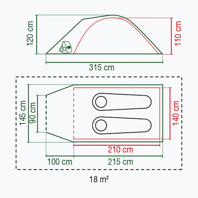 Coleman Darwin 2+ cort de camping pentru 2 persoane, gri 2176902 2