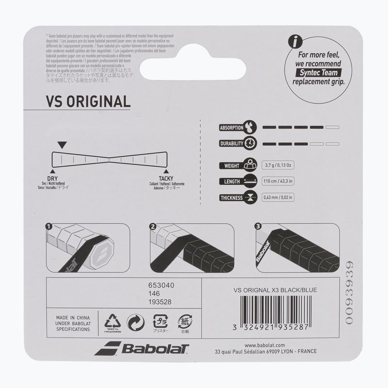 BABOLAT Vs Original x3 negru/albastru Fâșii pentru rachete de tenis 653040 2