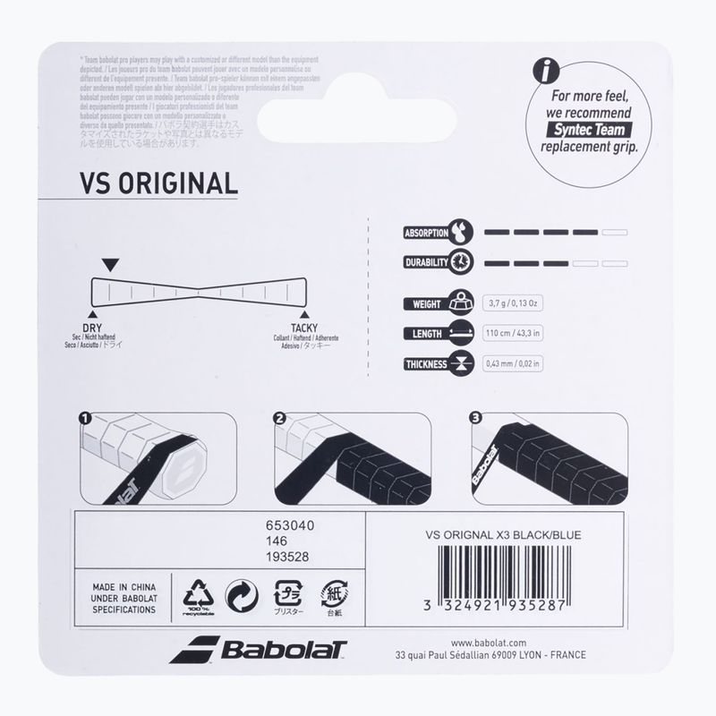 Învelișuri pentru rachete de tenis Babolat Vs Original 3 szt. black/fluo yellow 2