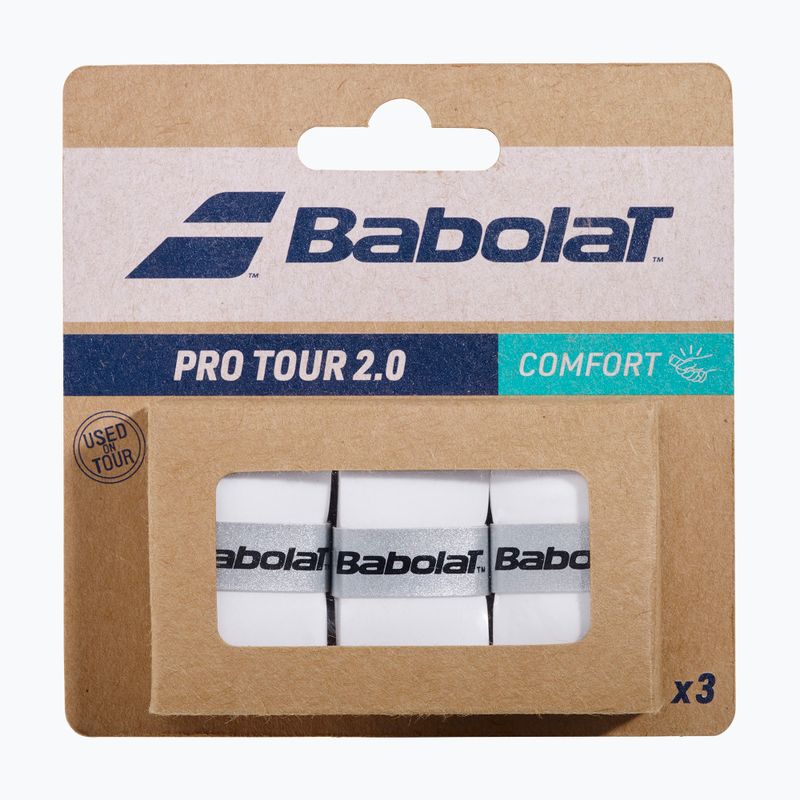 Învelișuri pentru rachete de tenis Babolat Pro Tour 2.0 3 buc. white