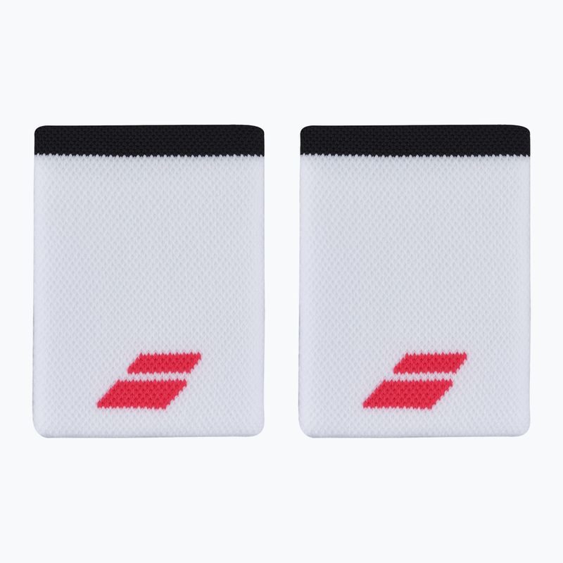 Manșete pentru încheietură Babolat Logo Jumbo Wristband 2 buc. white/strike red