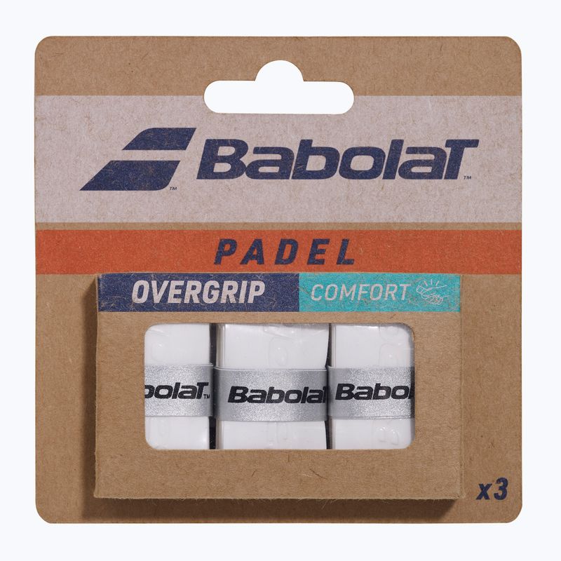 Învelișuri pentru padel Babolat Comfort Padel 3 pack white 3