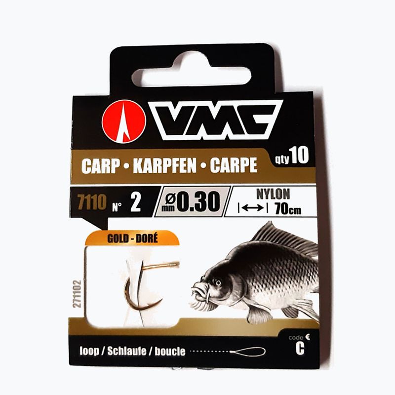 VMC Karp Gold methode de aur lider bucla cârlig bucla cu barbă + linie 10 buc aur 271102