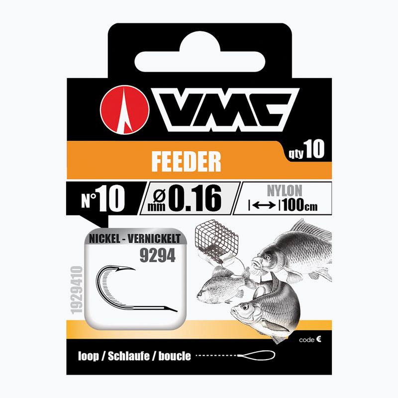 VMC Feeder NI methode lider bucla de lider bucla barbless cârlig + linie 10 buc. clar 1929410