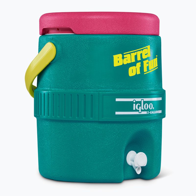 Recipient pentru apă Igloo Retro Barrel Of Fun 2 Gallon 7,6 l dark jade/bold magenta/livewire yellow 2