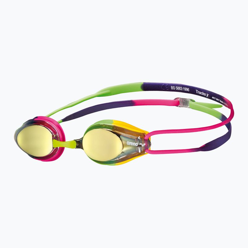 Ochelari de înot pentru copii arena Tracks JR Mirror blue yellow violet/fuchsia/green