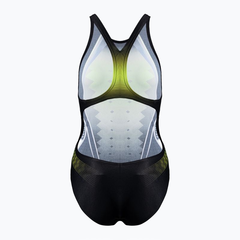 Costum de baie o piesă pentru femei arena One Placed Print One Piece negru și galben 001191 2