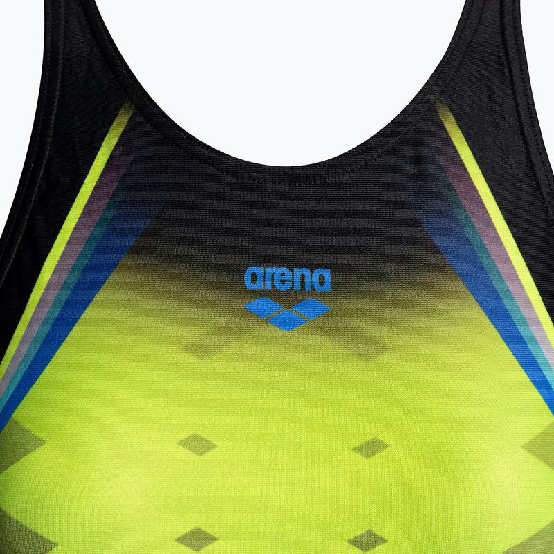 Costum de baie o piesă pentru femei arena One Placed Print One Piece negru și galben 001191 3