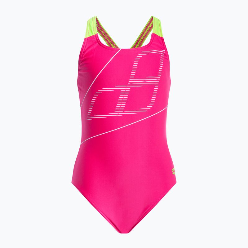 Costum de înot dintr-o bucată pentru copii arena Swim Pro Back Logo roz 005539/760
