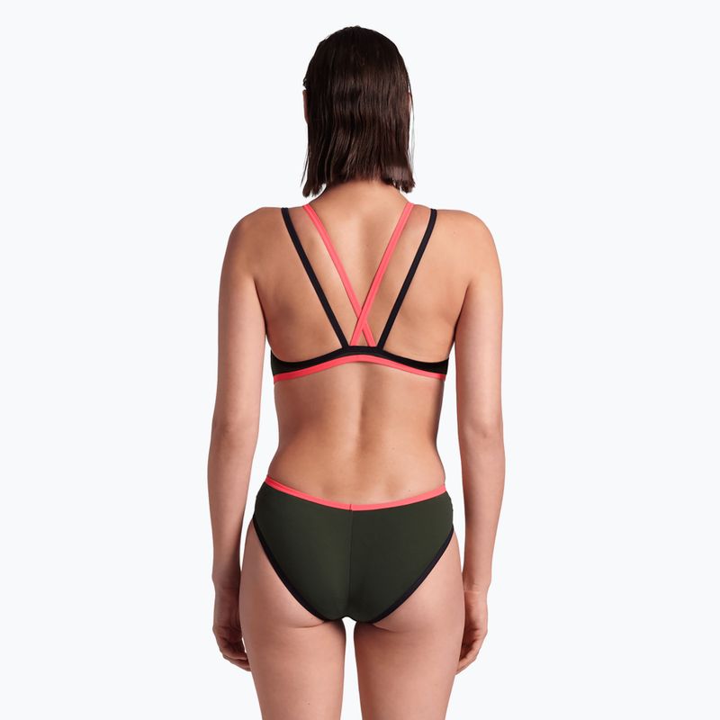 Costum de baie dintr-o singură piesă pentru femei arena One Double Cross Back One Piece dark sage/black/fluo red 6