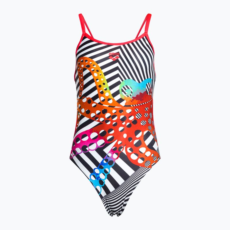 Costum de baie dintr-o bucată pentru femei Arena Crazy Octopus Swimsuit Lace Back colorat