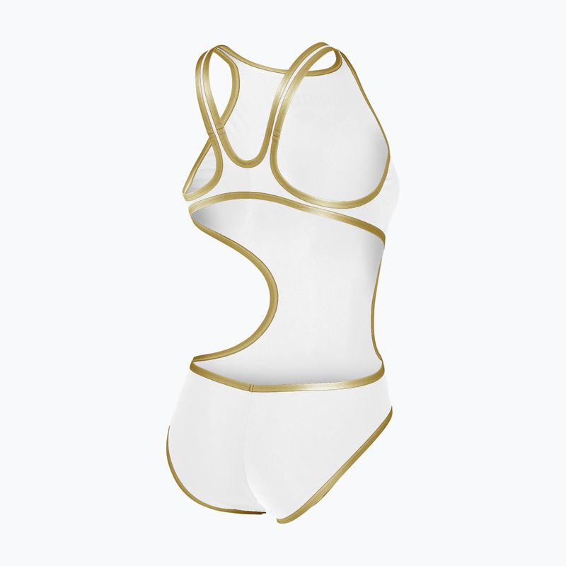 Costum de baie întreg pentru femei Arena One Biglogo One Piece white/gold 5