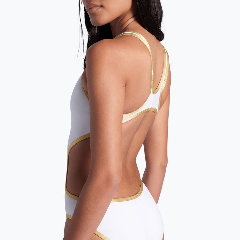 Costum de baie întreg pentru femei Arena One Biglogo One Piece white/gold 10