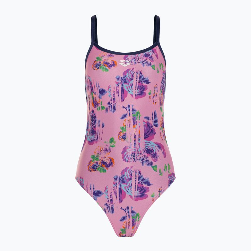 Costum de baie dintr-o singură piesă pentru femei arena Rose Texture Swimsuit Xcross Back multi pink/navy