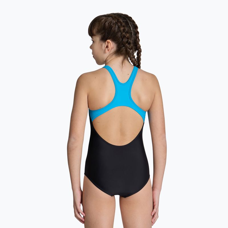 Costum de baie o piesă pentru copii arena Multi Pixels New Swim Pro Back negru/turcoaz 4