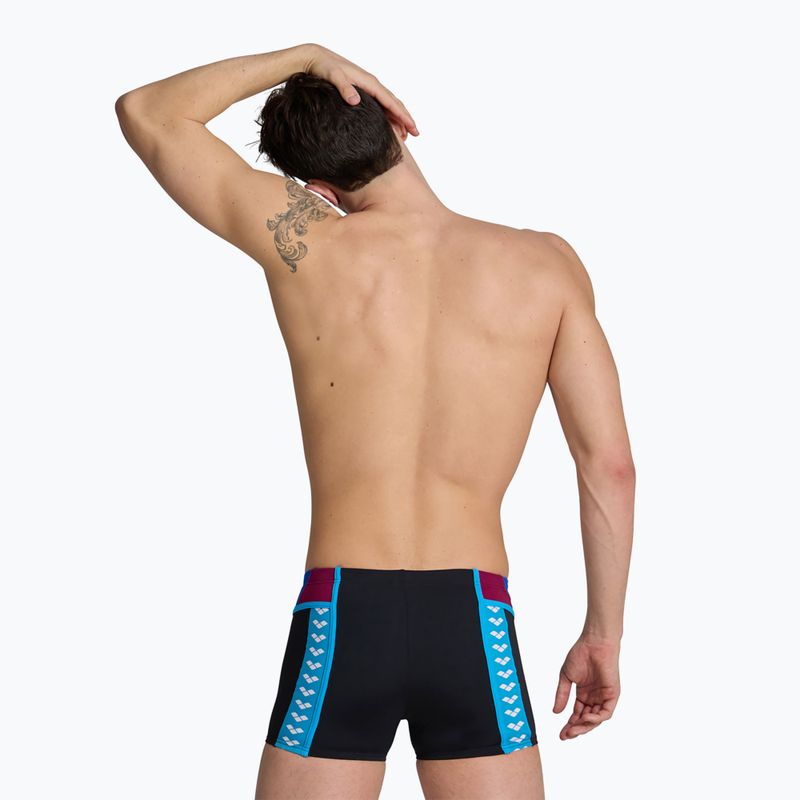 Bărbați arena Icons Swim Short Panel boxeri negru/neon blue/roșu fandango/turquoise
