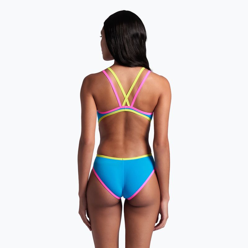 Costum de baie dintr-o singură piesă pentru femei arena One Double Cross Back One Piece turquoise/fluo pink/soft green 8