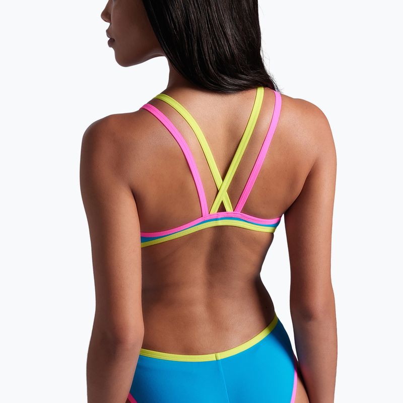 Costum de baie dintr-o singură piesă pentru femei arena One Double Cross Back One Piece turquoise/fluo pink/soft green 10