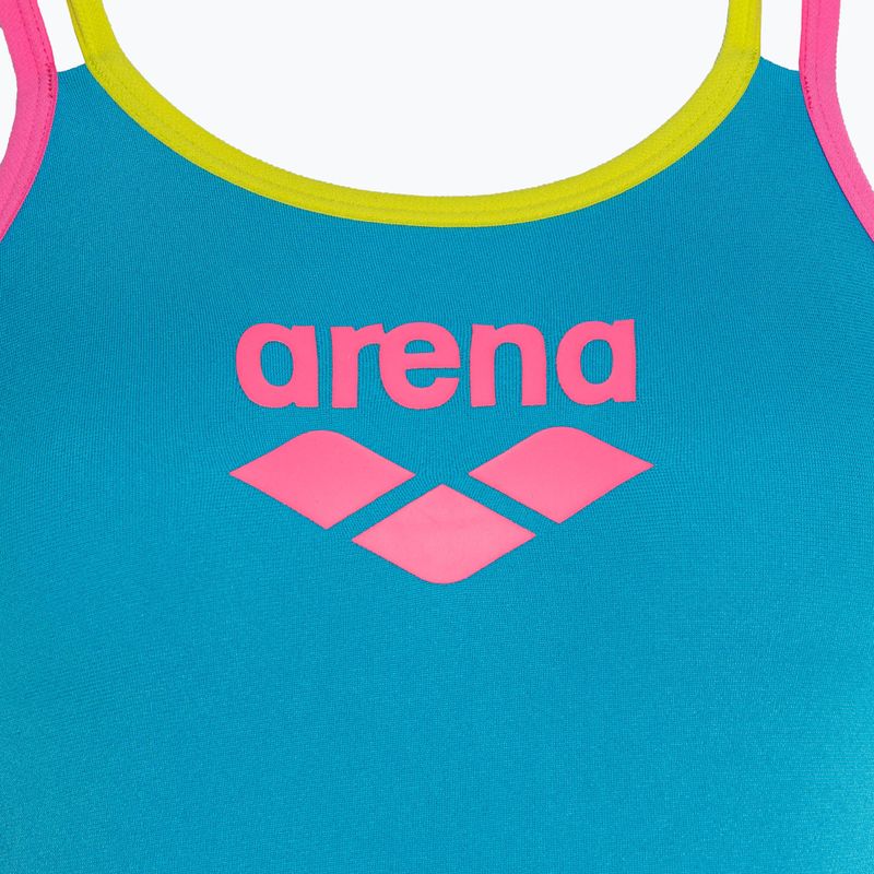 Costum de baie dintr-o singură piesă pentru femei arena One Double Cross Back One Piece turquoise/fluo pink/soft green 3
